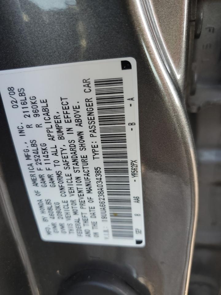 2008 Acura Tl VIN: 19UUA66238A034385 Lot: 71890294