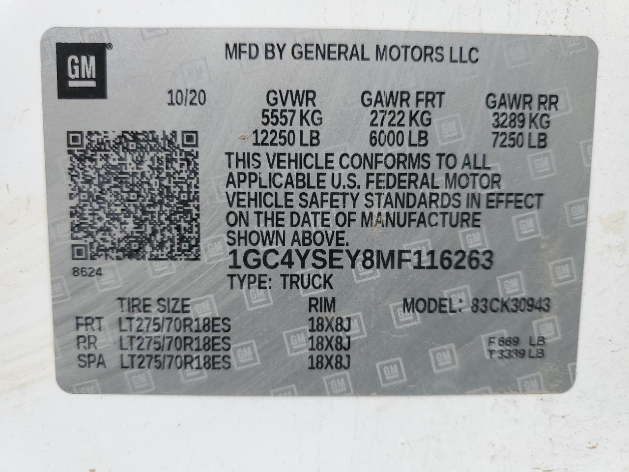 1GC4YSEY8MF116263 2021 Chevrolet Silverado K3500