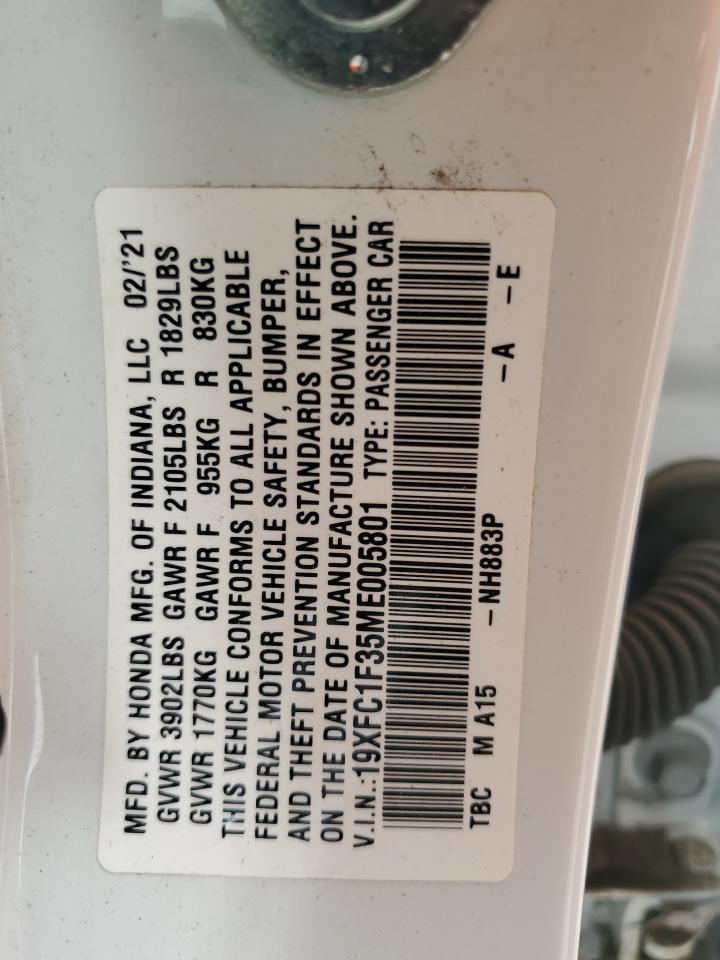 19XFC1F35ME005801 2021 Honda Civic Ex 19XFC1F35ME005801 2021 Honda Civic Ex