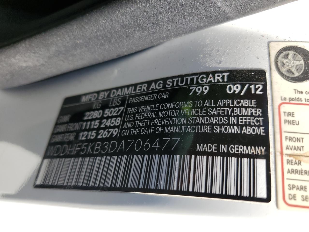 WDDHF5KB3DA706477 2013 Mercedes-Benz E 350