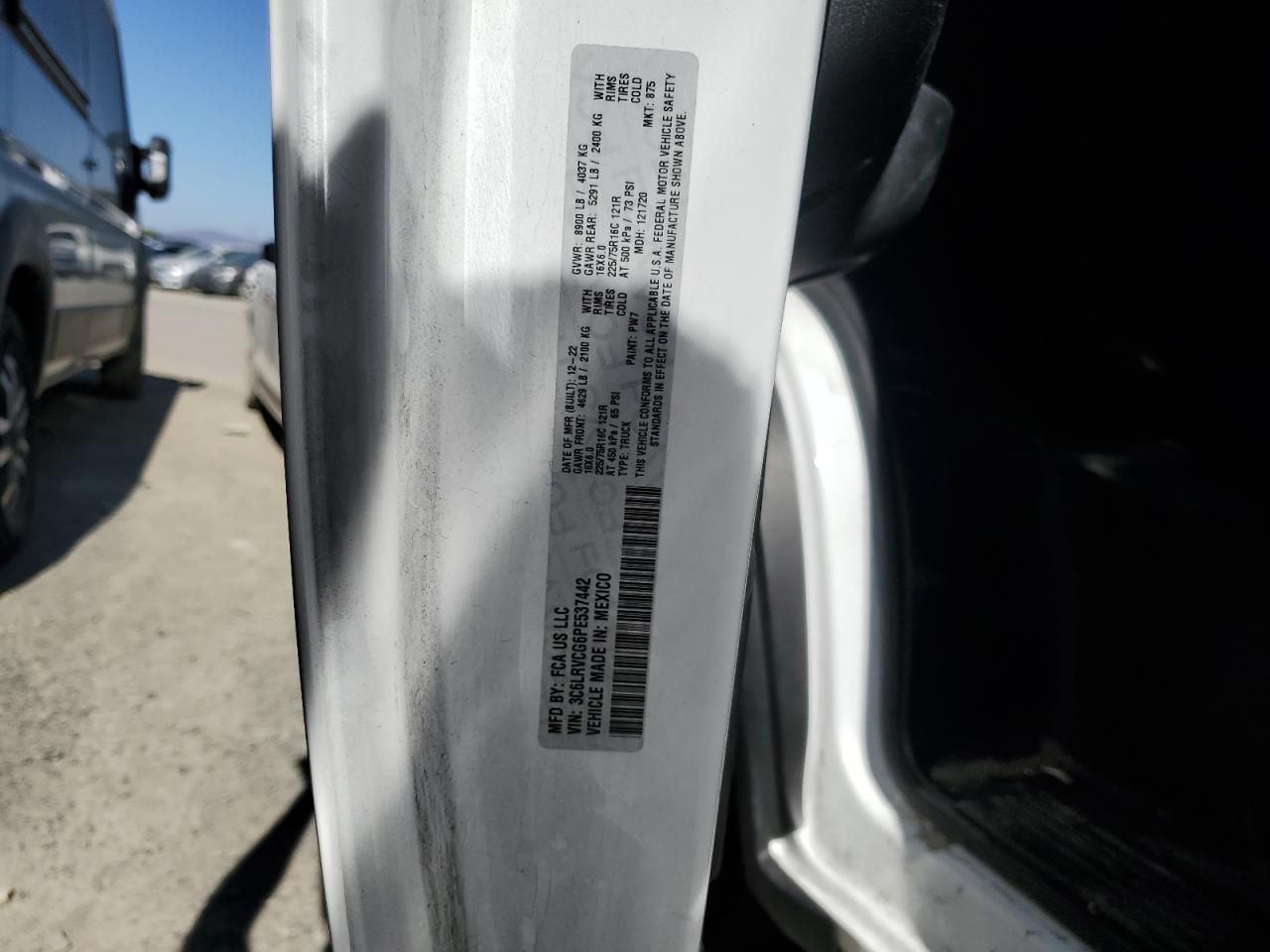 2023 Ram Promaster 2500 2500 High VIN: 3C6LRVCG6PE537442 Lot: 73399884