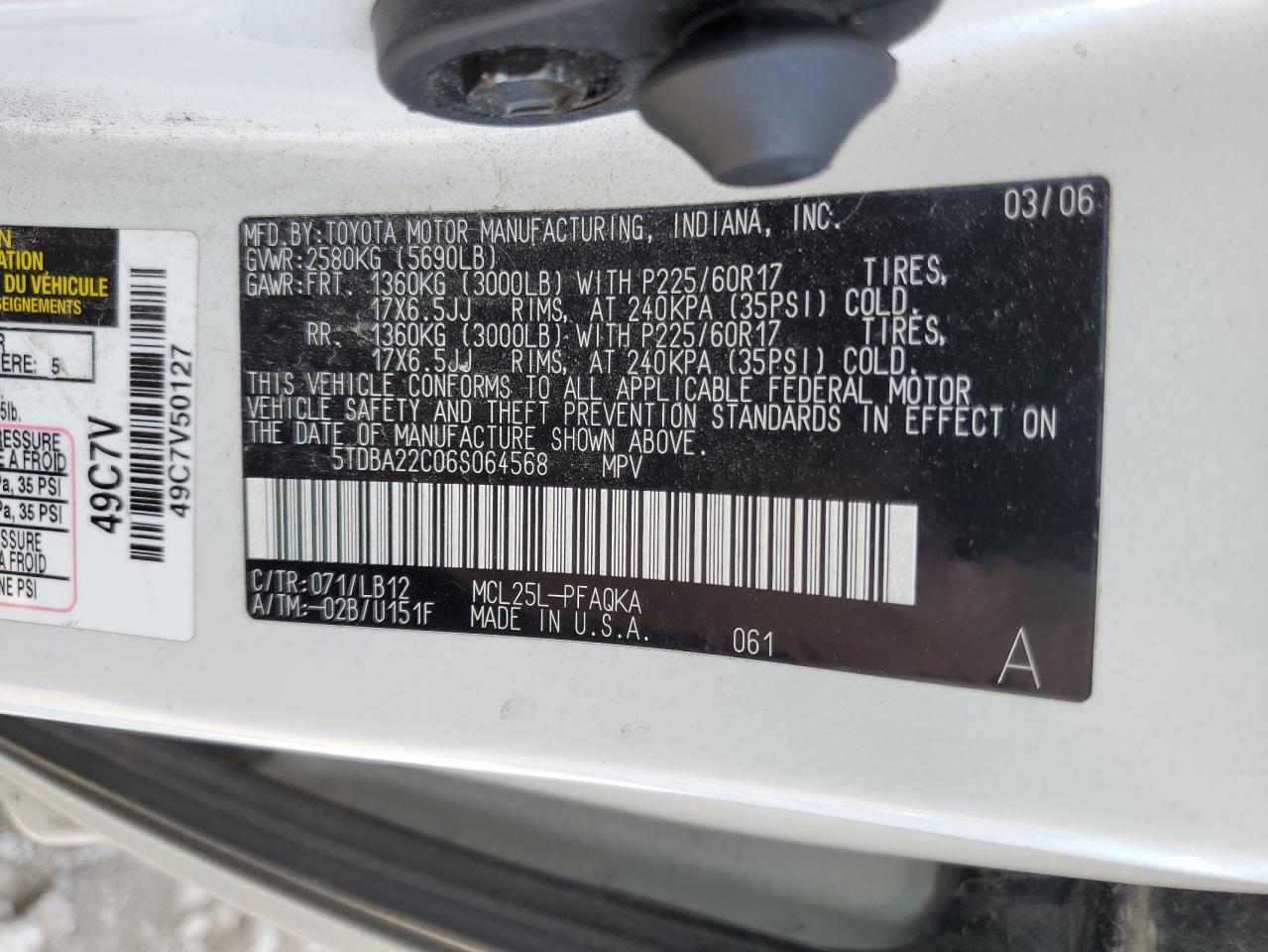 5TDBA22C06S064568 2006 Toyota Sienna Xle