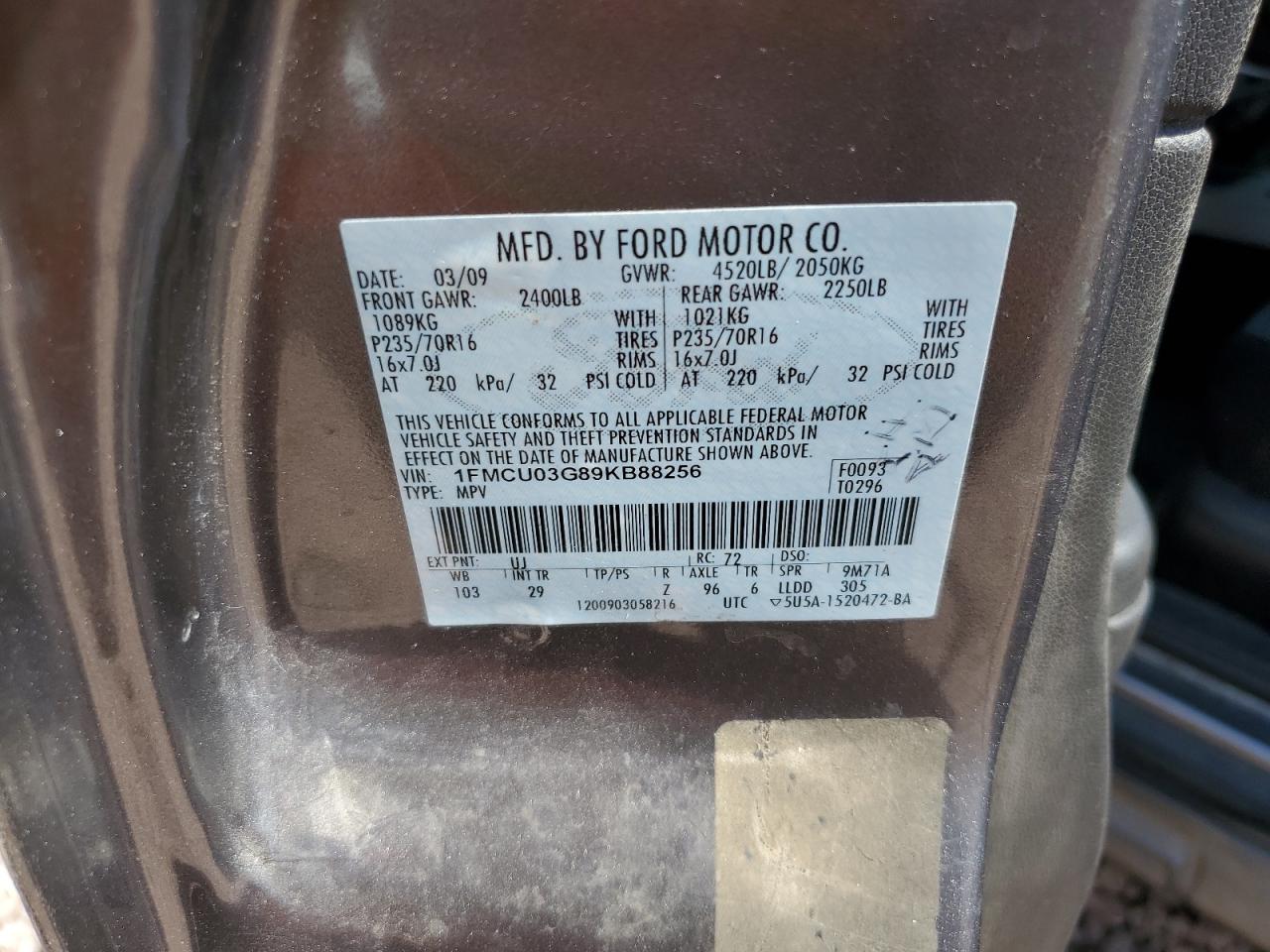 1FMCU03G89KB88256 2009 Ford Escape Xlt