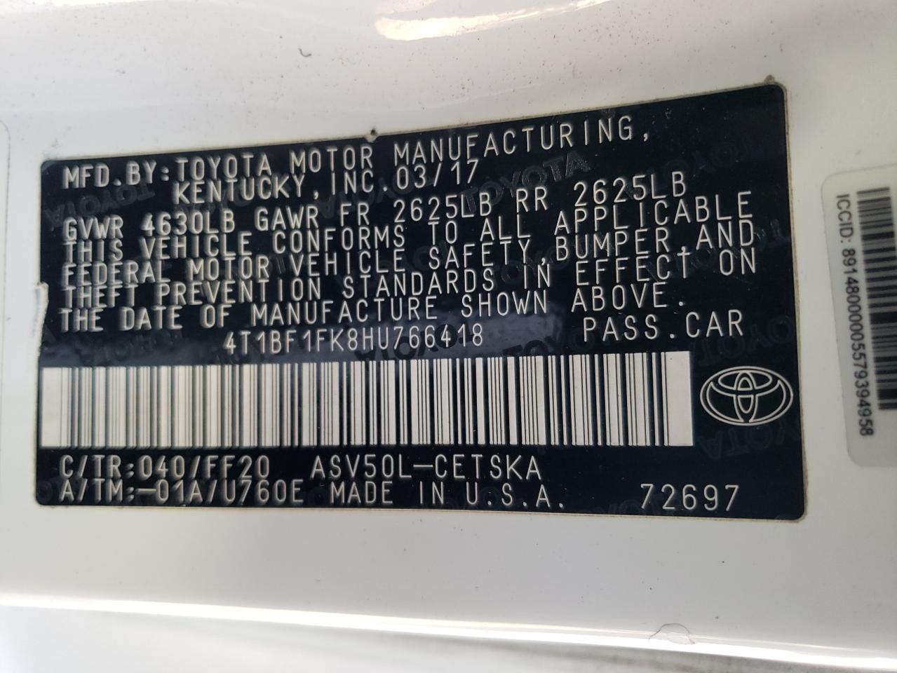 4T1BF1FK8HU766418 2017 TOYOTA CAMRY - Image 14