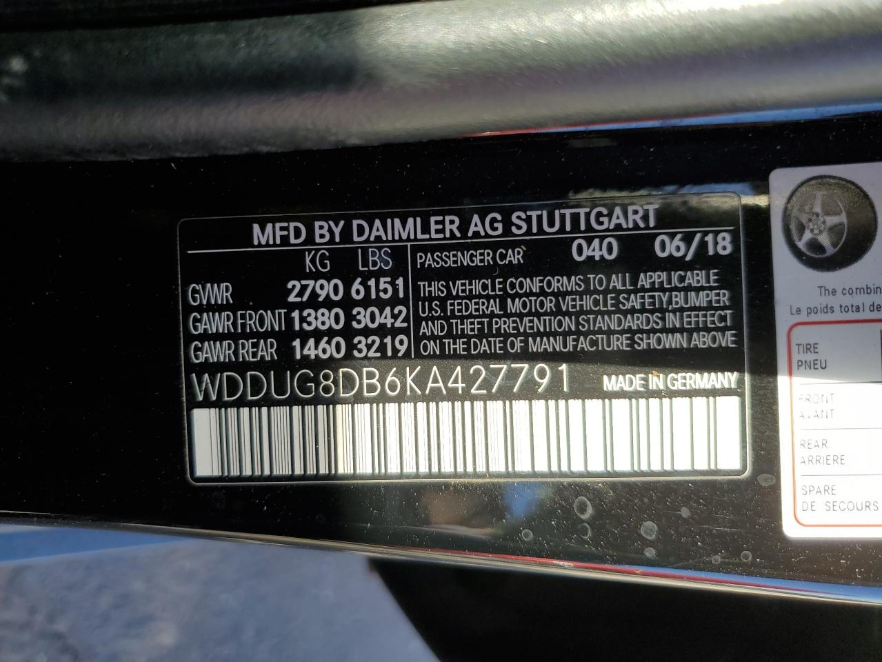 WDDUG8DB6KA427791 2019 Mercedes-Benz S 560