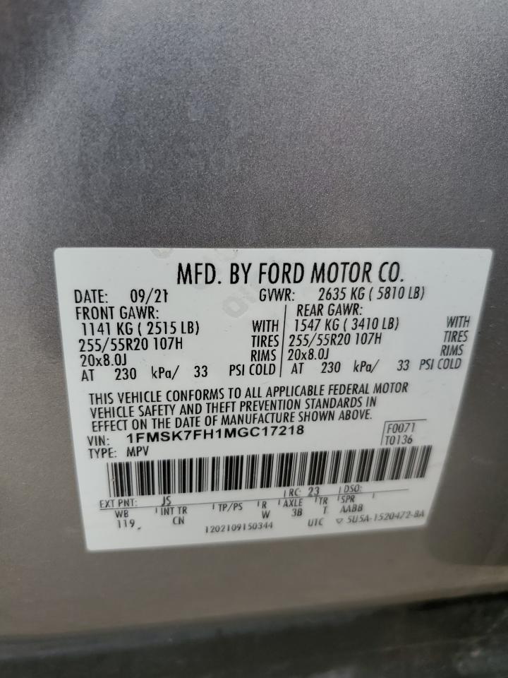 1FMSK7FH1MGC17218 2021 Ford Explorer Limited