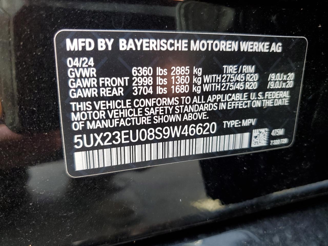 2025 BMW X5 xDrive40I VIN: 5UX23EU08S9W46620 Lot: 72331424