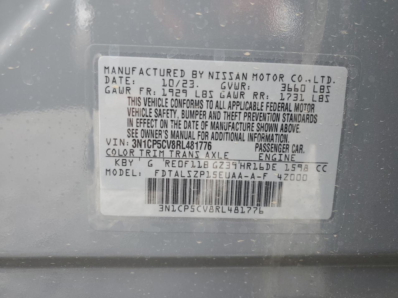 3N1CP5CV8RL481776 2024 Nissan Kicks Sv