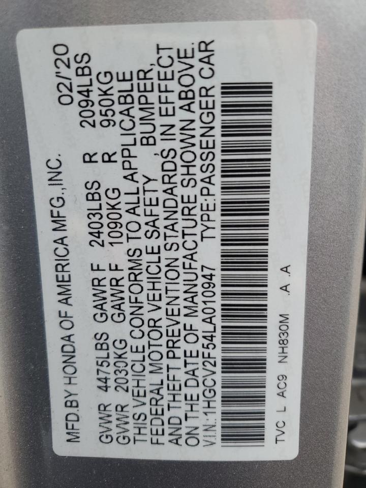 1HGCV2F54LA010947 2020 Honda Accord Exl