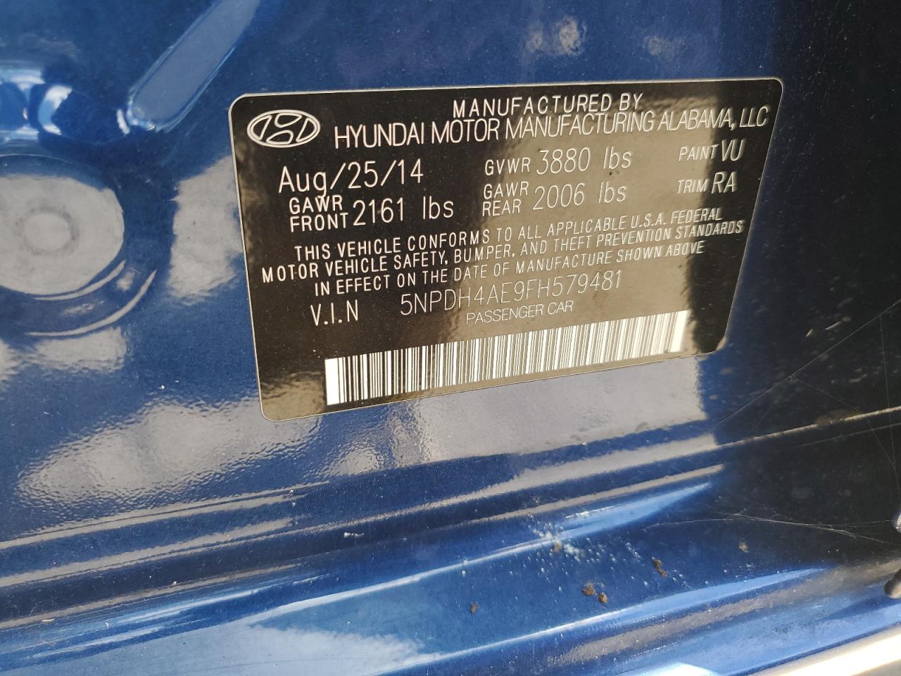 5NPDH4AE9FH579481 2015 Hyundai Elantra Se