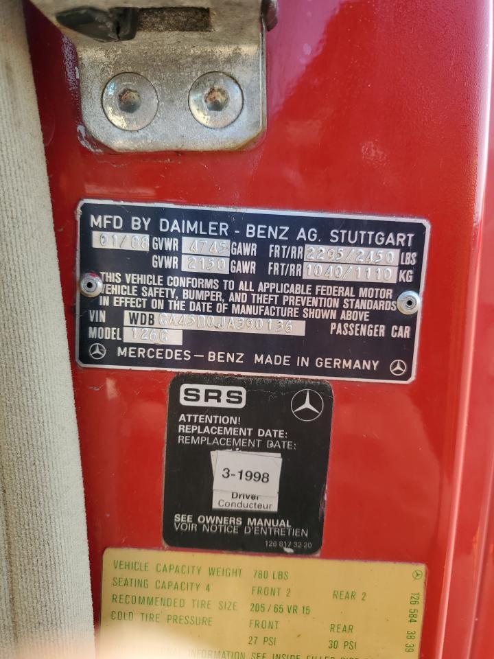 WDBCA45D0JA390136 1988 Mercedes-Benz 560 Sec