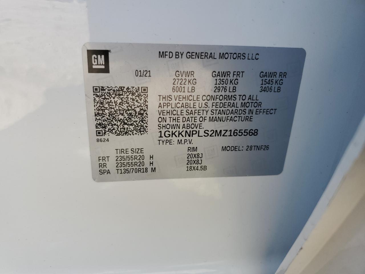 1GKKNPLS2MZ165568 2021 GMC Acadia Denali