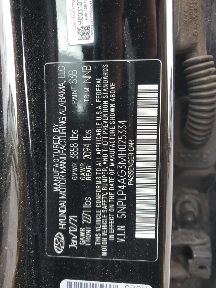 2021 Hyundai Elantra Limited VIN: 5NPLP4AG3MH025334 Lot: 72071284