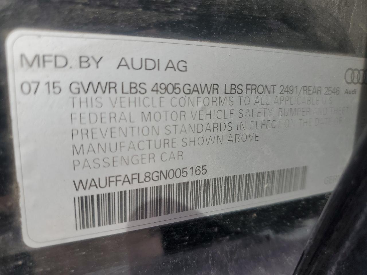 WAUFFAFL8GN005165 2016 Audi A4 Premium Plus S-Line