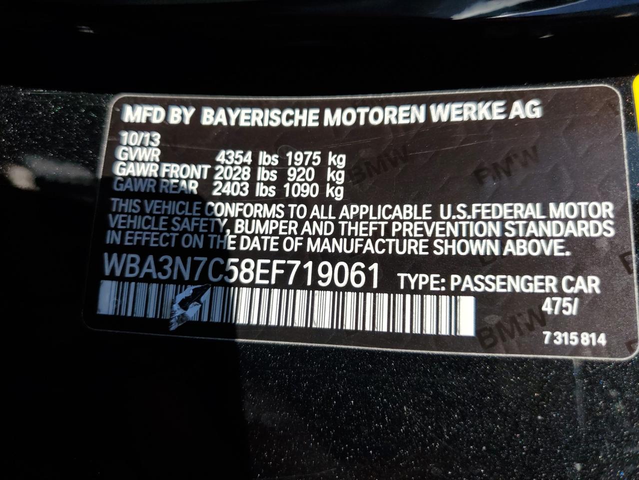 WBA3N7C58EF719061 2014 BMW 428 I