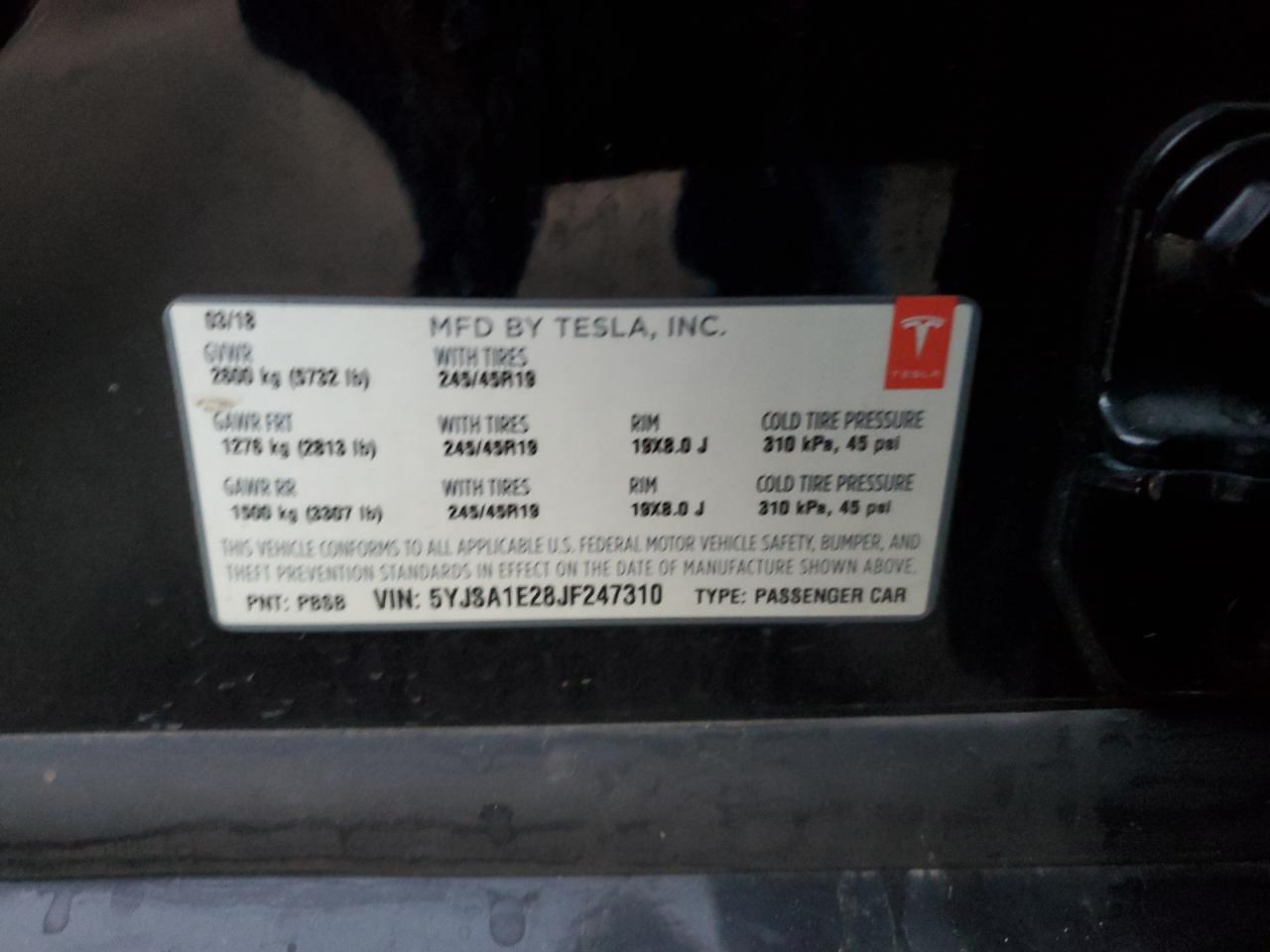 5YJSA1E28JF247310 2018 Tesla Model S