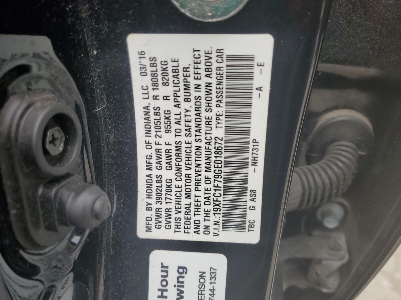 19XFC1F79GE018672 2016 HONDA CIVIC - Image 12