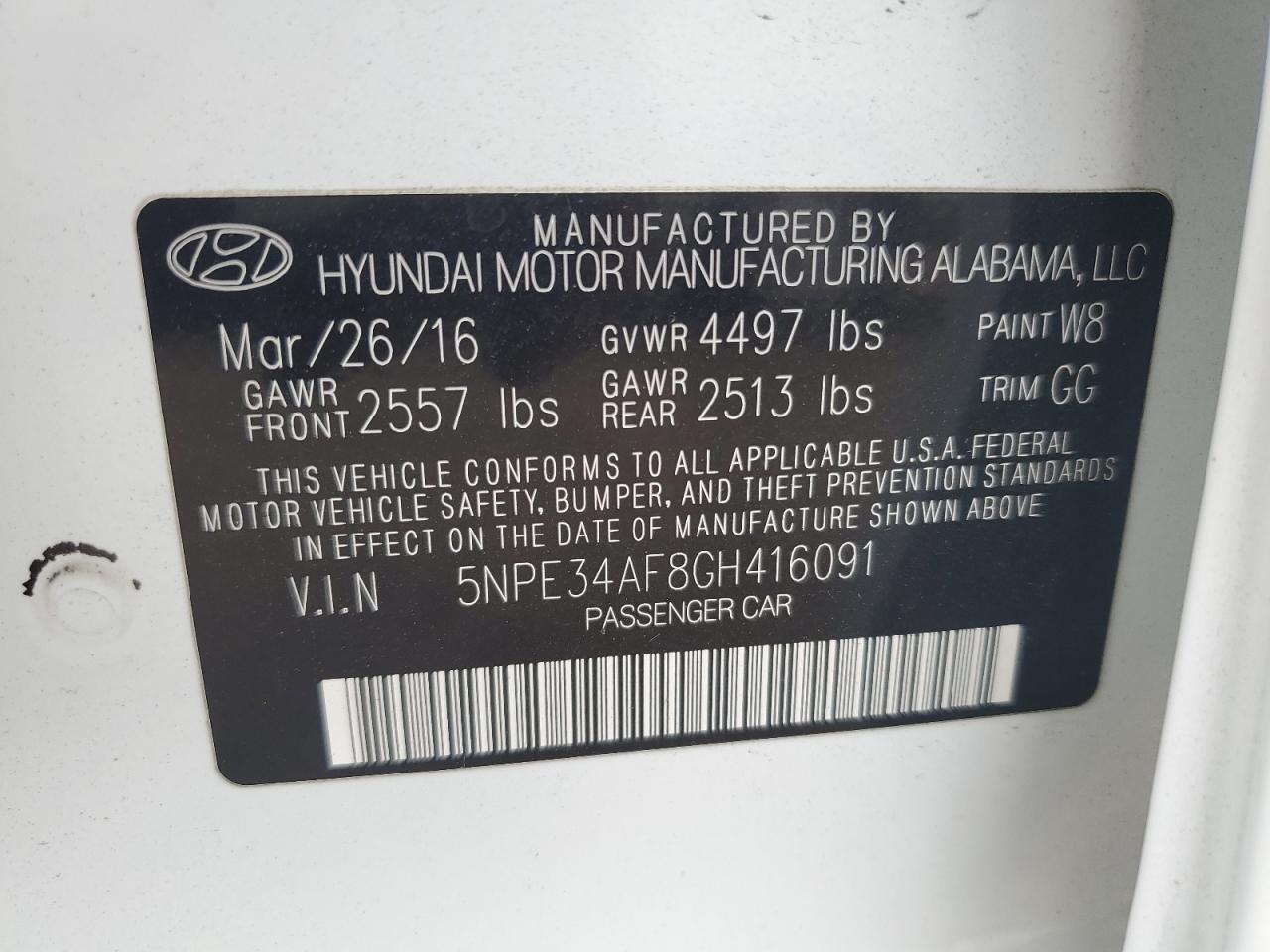 5NPE34AF8GH416091 2016 Hyundai Sonata Sport