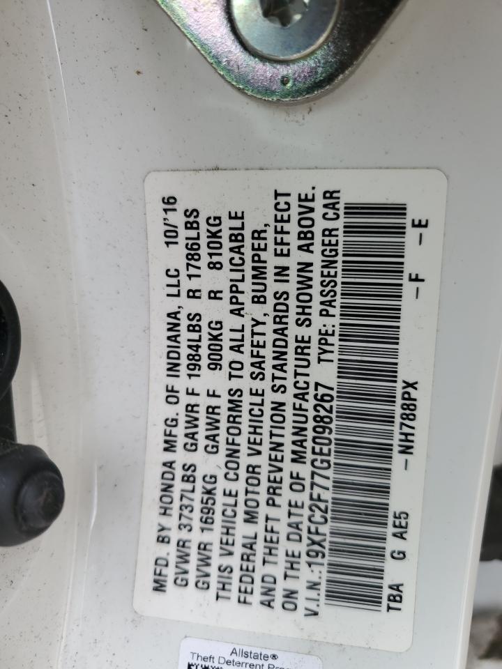 19XFC2F77GE098267 2016 Honda Civic Ex