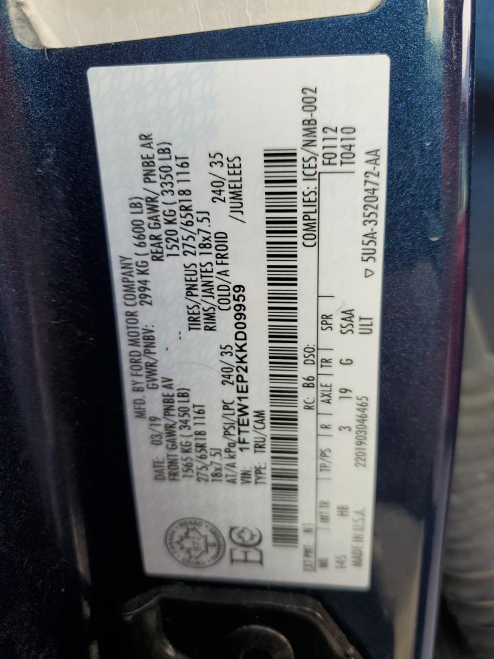 1FTEW1EP2KKD09959 2019 Ford F150 Supercrew