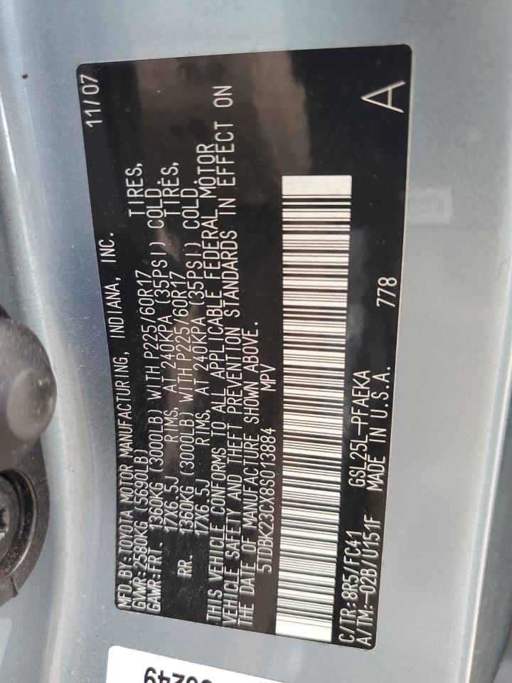 5TDBK23CX8S013884 2008 Toyota Sienna Le