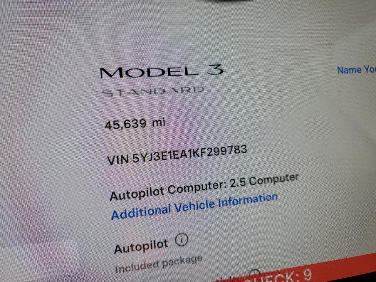 5YJ3E1EA1KF299783 2019 Tesla Model 3