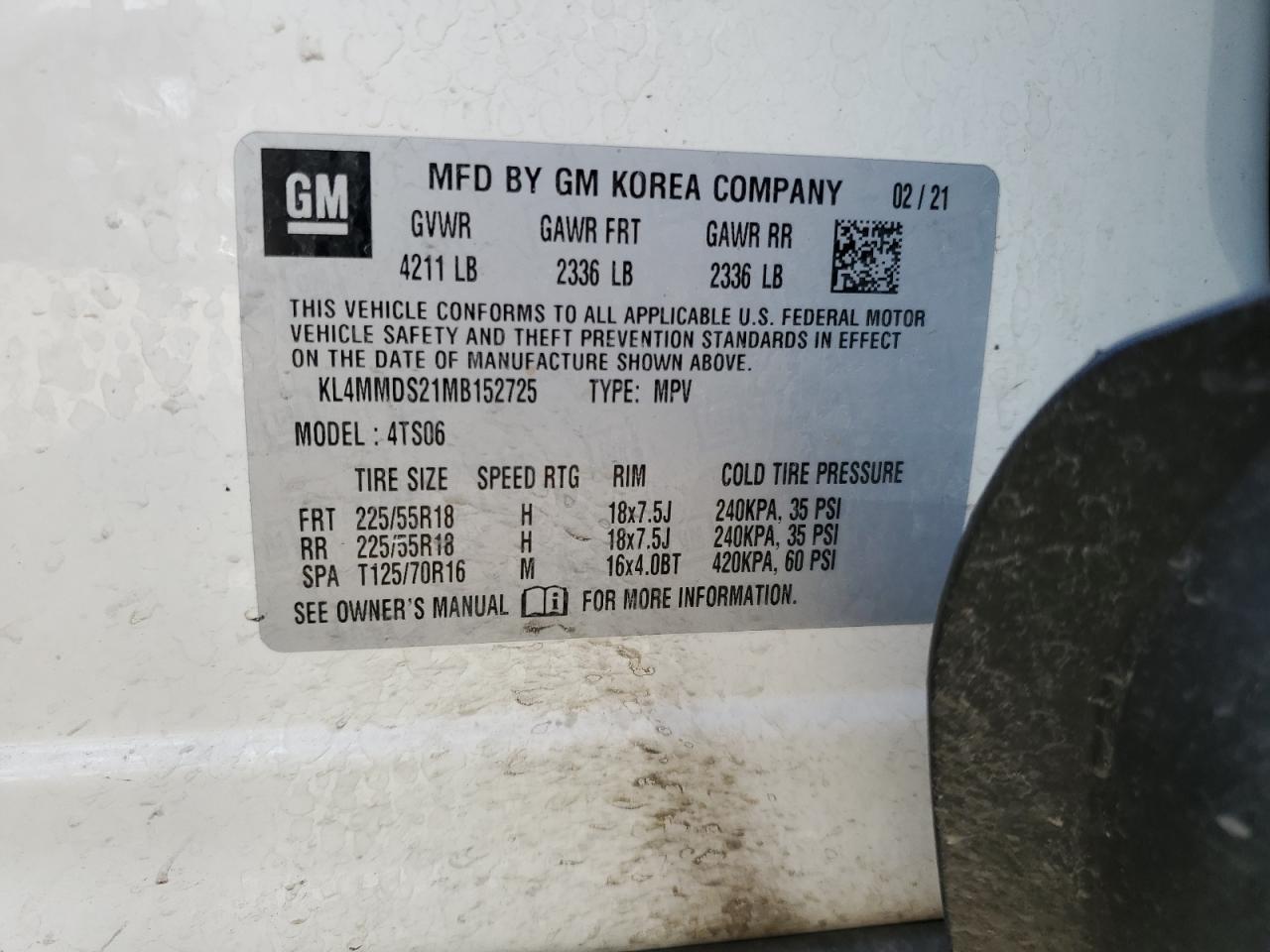 2021 Buick Encore Gx Select VIN: KL4MMDS21MB152725 Lot: 72149924