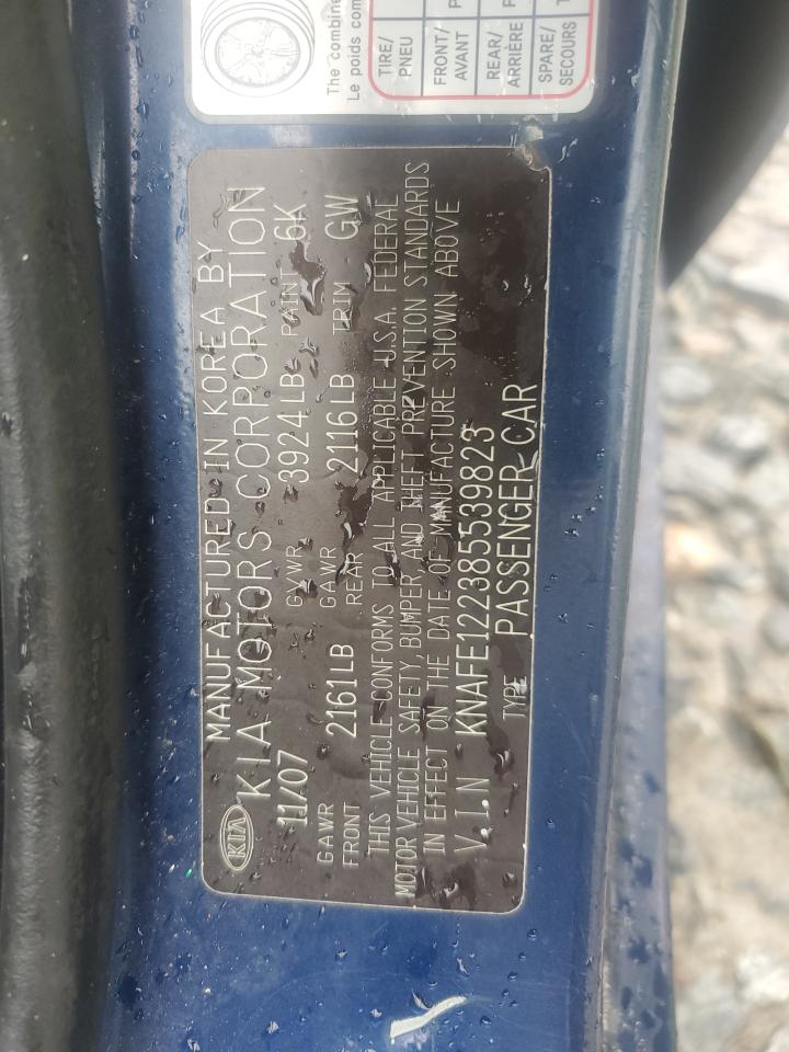 2008 Kia Spectra Ex VIN: KNAFE122385539823 Lot: 71399374