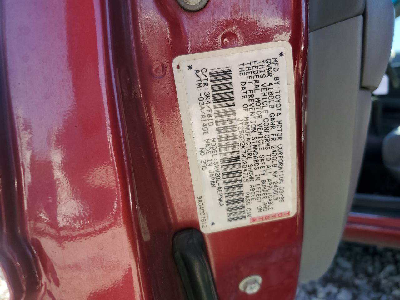 JT2BG22K7W0204715 1998 Toyota Camry Ce