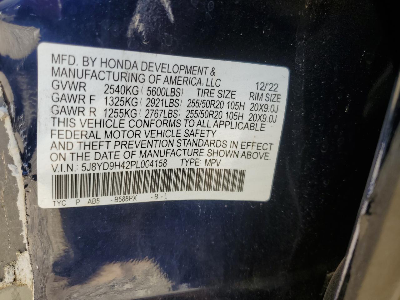 5J8YD9H42PL004158 2023 Acura Mdx Technology