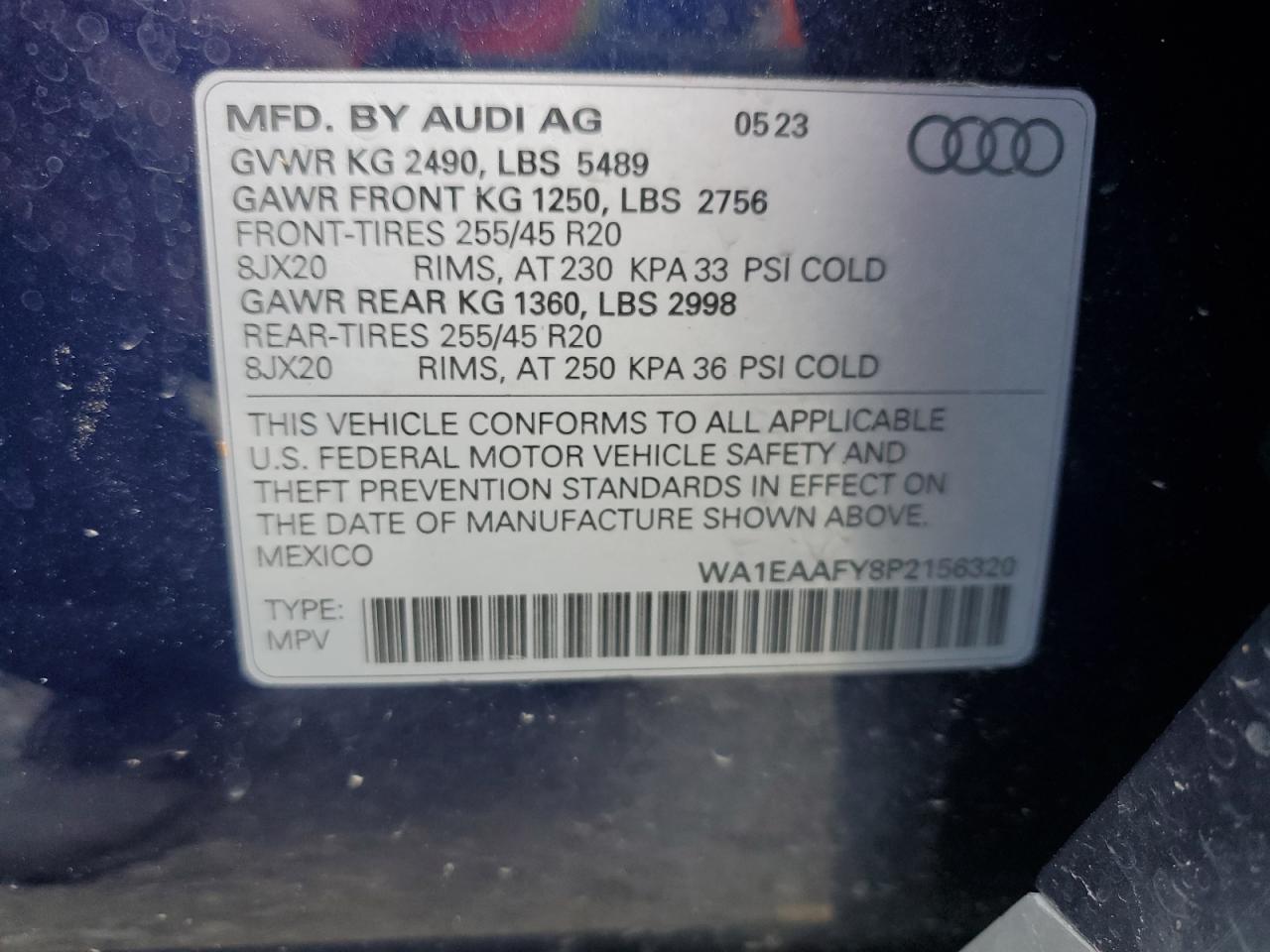 2023 Audi Q5 Premium Plus 45 VIN: WA1EAAFY8P2156320 Lot: 72062744