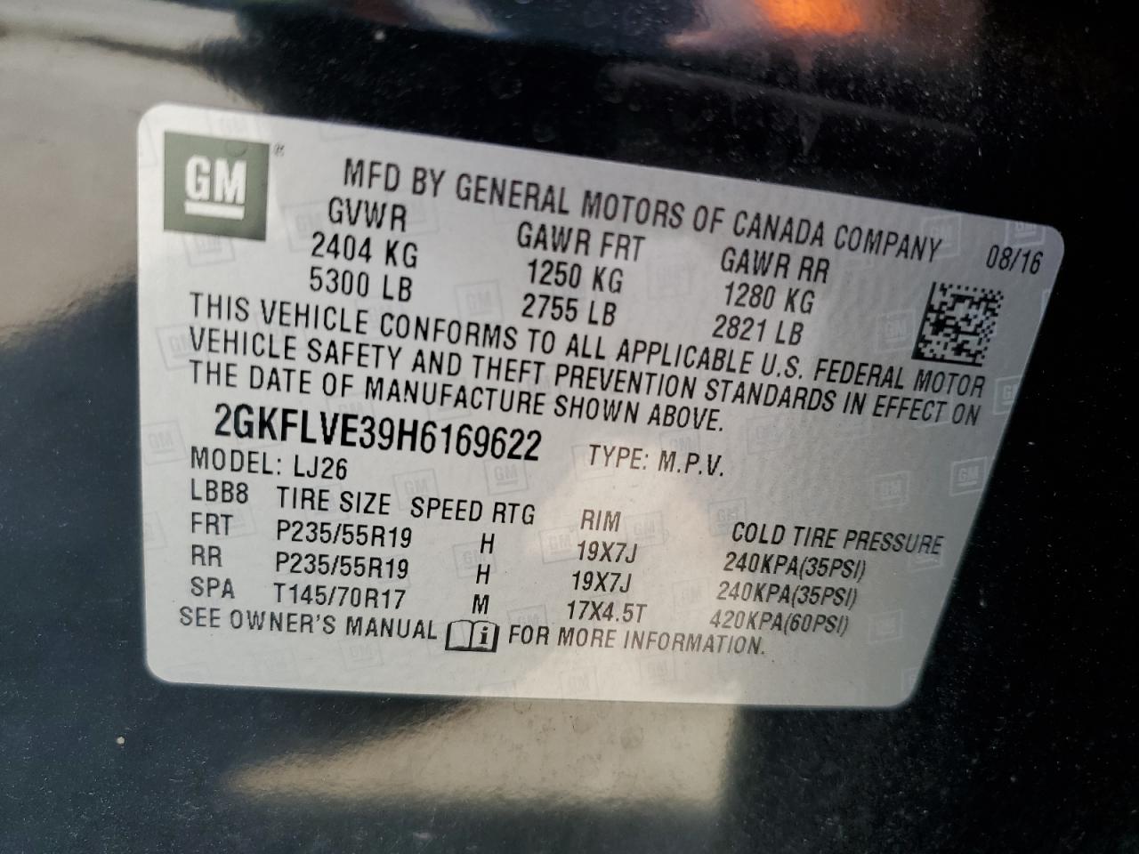 2GKFLVE39H6169622 2017 GMC Terrain Denali