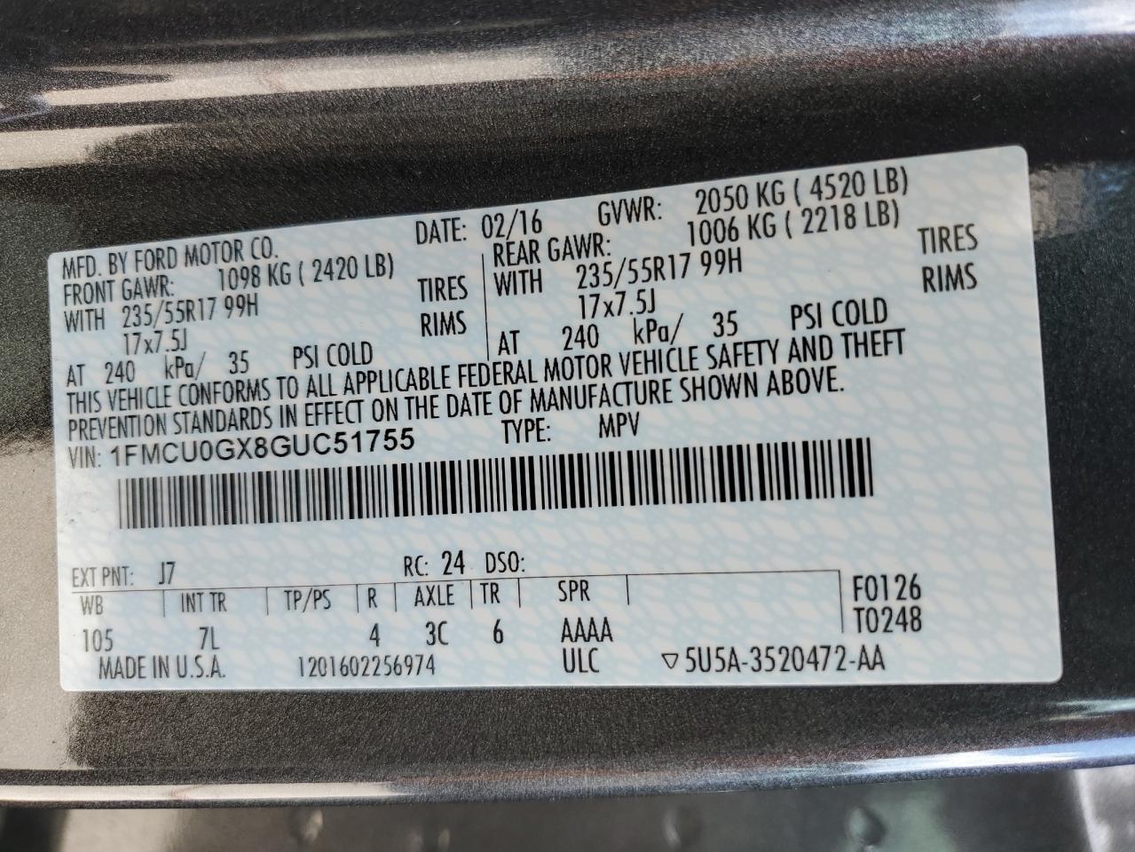 1FMCU0GX8GUC51755 2016 FORD ESCAPE - Image 13