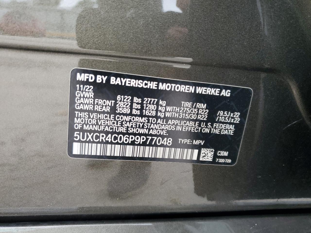 2023 BMW X5 Sdrive 40I VIN: 5UXCR4C06P9P77048 Lot: 71865844