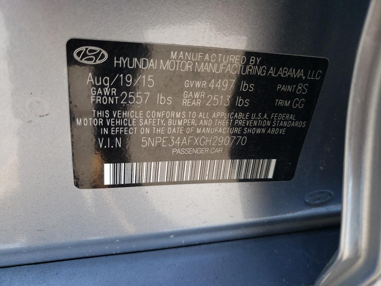 5NPE34AFXGH290770 2016 Hyundai Sonata Sport