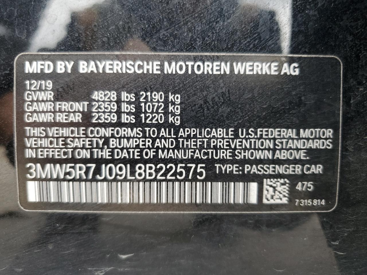 3MW5R7J09L8B22575 2020 BMW 330Xi