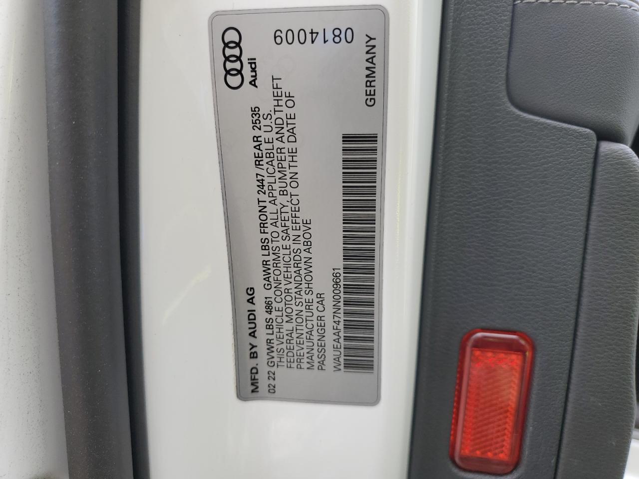 WAUEAAF47NN009661 2022 Audi A4 Premium Plus 45