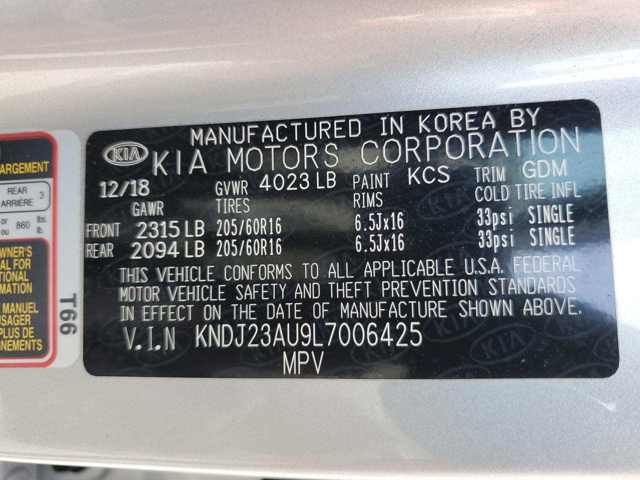 KNDJ23AU9L7006425 2020 Kia Soul Lx