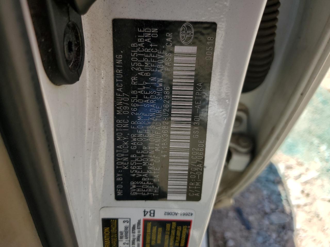 4T1BK36B28U262986 2008 Toyota Avalon Xl