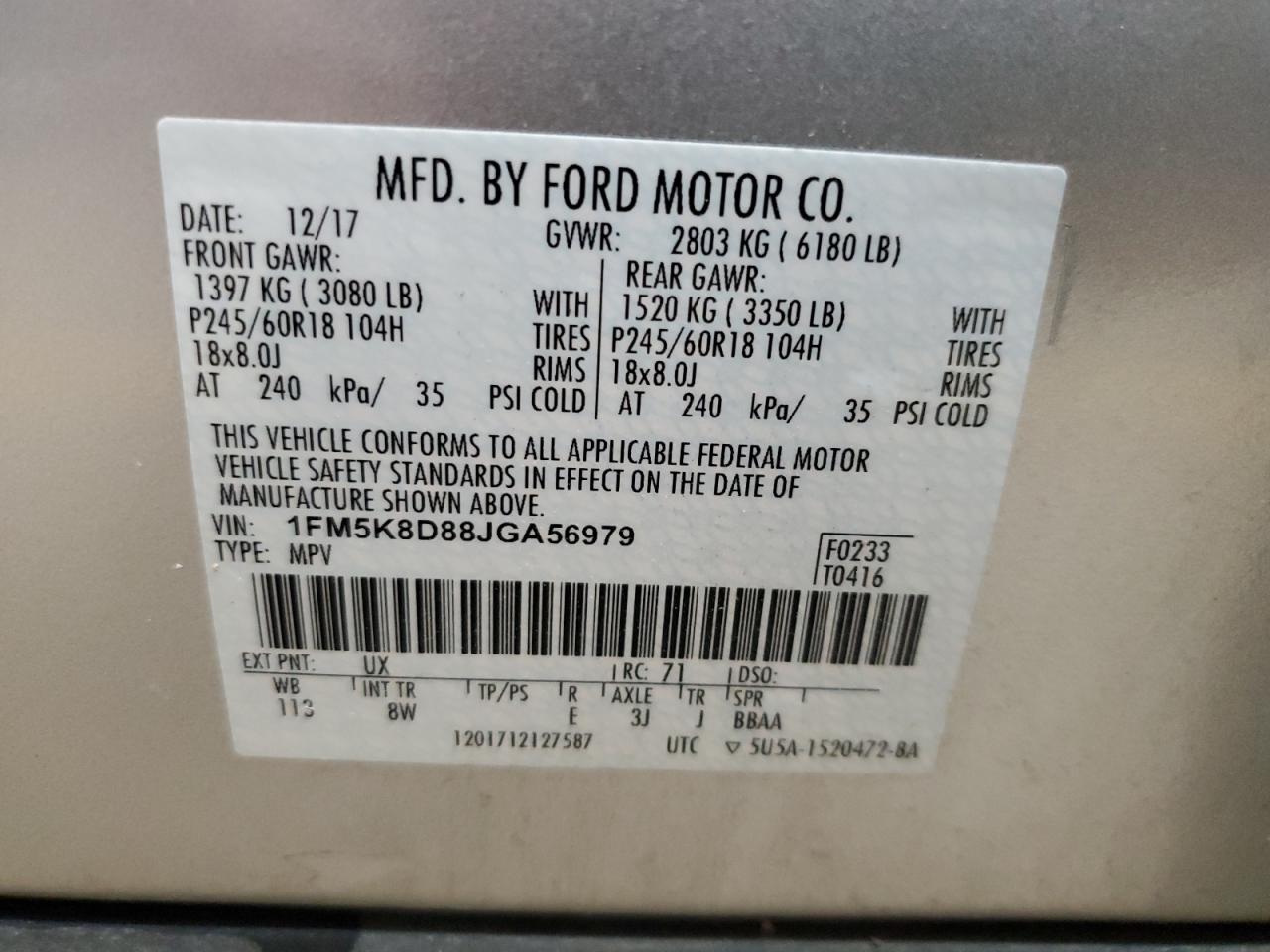 1FM5K8D88JGA56979 2018 FORD EXPLORER - Image 13