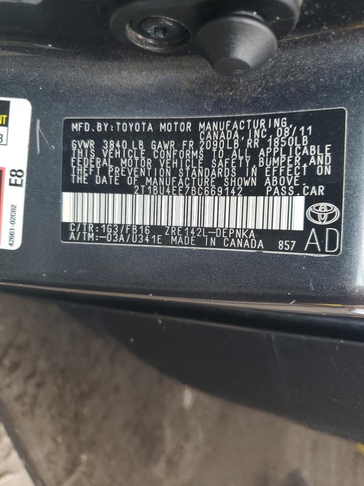 2T1BU4EE7BC669142 2011 Toyota Corolla Base