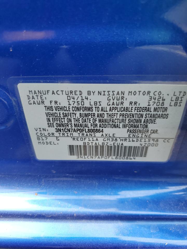 3N1CN7AP0FL800864 2015 Nissan Versa S