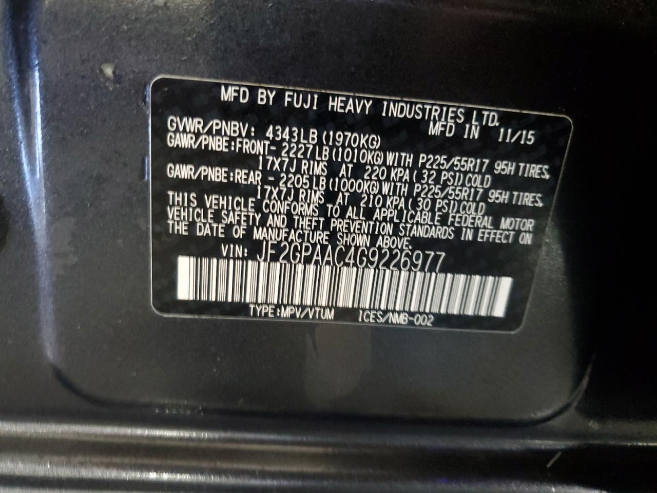 JF2GPAAC4G9226977 2016 Subaru Crosstrek