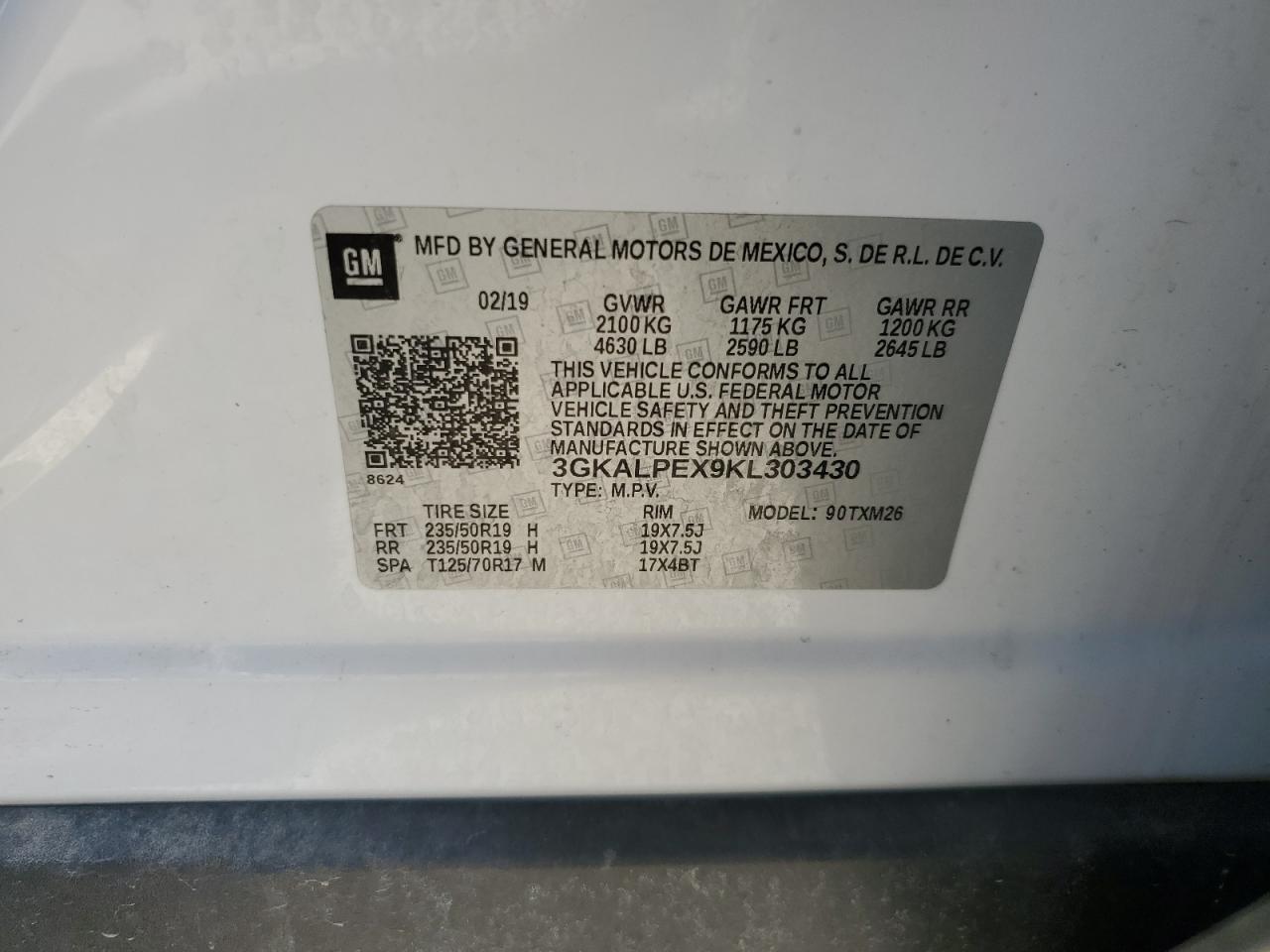 3GKALPEX9KL303430 2019 GMC Terrain Slt