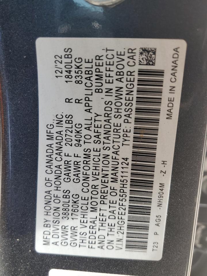 2HGFE2F55PH511124 2023 Honda Civic Sport