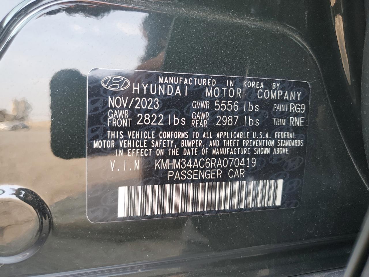 KMHM34AC6RA070419 2024 Hyundai Ioniq 6 Sel