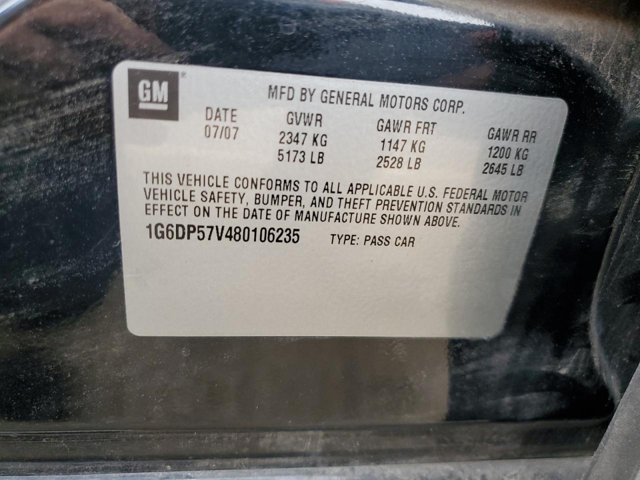 1G6DP57V480106235 2008 Cadillac Cts Hi Feature V6