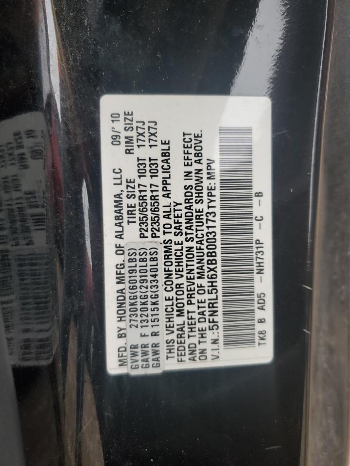 5FNRL5H6XBB003173 2011 Honda Odyssey Exl