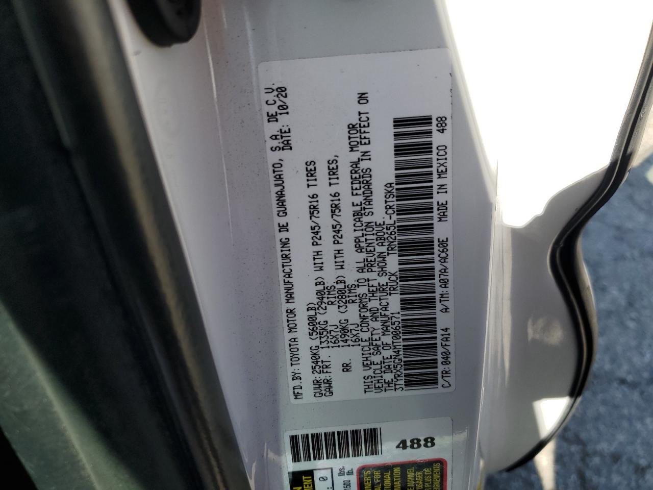 3TYRX5GN4MT006571 2021 Toyota Tacoma Access Cab