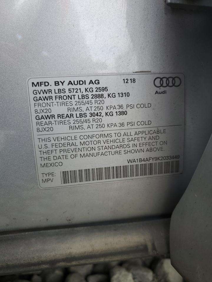 2019 Audi Sq5 Premium Plus VIN: WA1B4AFY9K2033449 Lot: 72189954